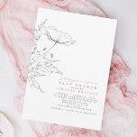 Convite Chá de fraldas rosa elegante de flores selvagens d<br><div class="desc">Um convite minimalista e chá de fraldas para uma celebração de verão ou primavera. A aparência de flores silvestres simples desenhadas à mão é muito elegante, mas caprichosa e natural. Os sotaques rosados inocentes e o layout limpo farão seus convidados sonhar e adivinhar sobre a beleza de sua próxima festa....</div>