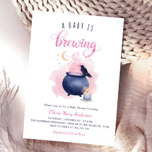 Convite Chá de fraldas Rosa Halloween