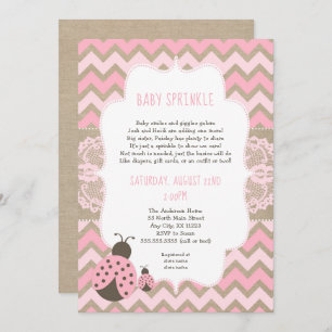 Convite chá de fraldas Rosa Ladybug Baby Sprinkle