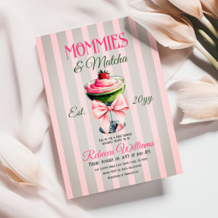Convite Chá de fraldas Rosa Matcha Arco Rosa de Morango