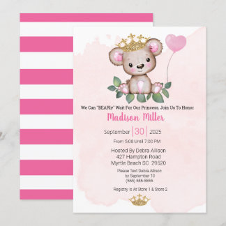 Convite Chá de fraldas Rosa Princesa
