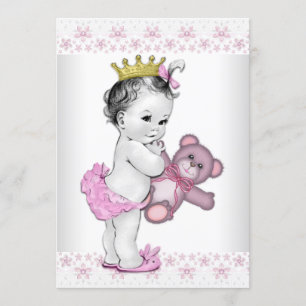 Convite Chá de fraldas Rosa Princesa