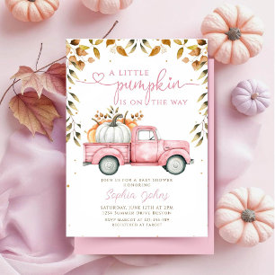 Convite Chá de fraldas Rosa Pumpkin Truck Fall