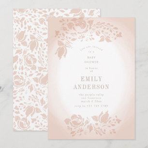 Convite Chá de fraldas Rosa Romântico Suave
