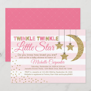 Convite Chá de fraldas rosa-rosa, convidada, pequena estre