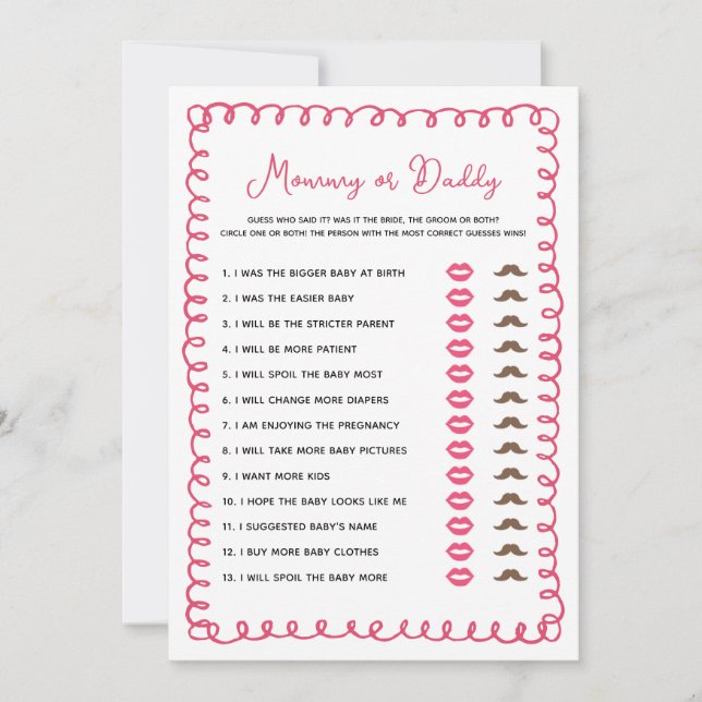 Convite Chá de fraldas Rosa Rosa, Desenho Mão Mamãe Bebê o (Frente)