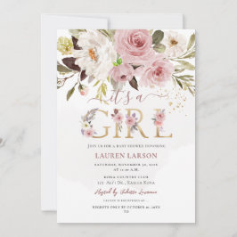 Convite Chá de fraldas Rosa Rosa do ArtsApp H2 Dusty