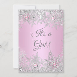 Convite Chá de fraldas Rosa Rosa Maravilha de inverno