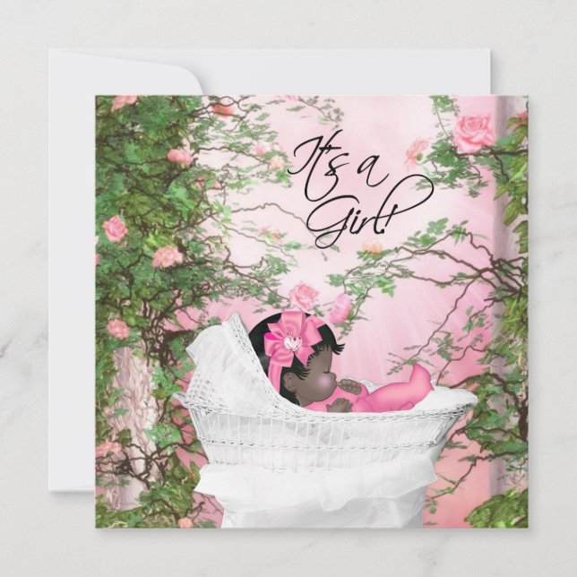 Convite Chá de fraldas Rosa Rosa Rosa Rosa (Frente)