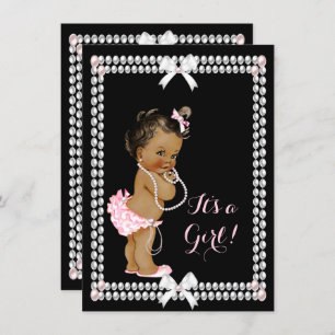 Convite Chá de fraldas-rosa-rosa-rosa-rosa-preto-étnico