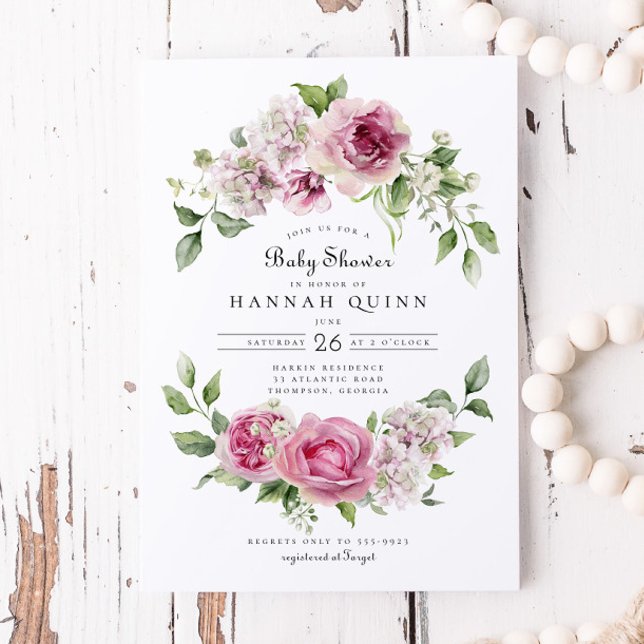 Convite Chá de fraldas Rosa Rosa Rosa Rosa Rosa Rosa, Hydr (Criador carregado)