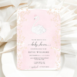 Convite Chá de fraldas Rosa Swan Princess