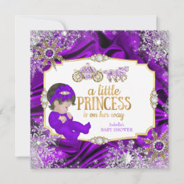 Convite Chá de fraldas Roxo da Princesa Magia Brunette