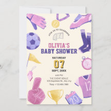 Chá de fraldas roxo de futebol