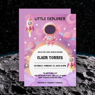 Convite Chá de fraldas Roxo Moderno do Little Explorer