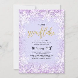 Convite Chá de fraldas Roxo Um Pequeno Floco de Neve