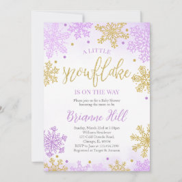 Convite Chá de fraldas Roxo Um Pequeno Floco de Neve