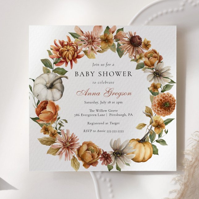 Convite Chá de fraldas Russo de Abóbora de outono (Criador carregado)