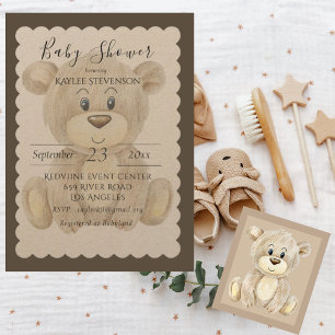 Convite Chá de fraldas Russo de Aquarela do Urso de Teddy