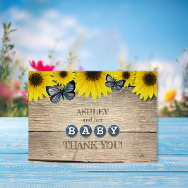 Convite Chá de fraldas Russo De Girassol Obrigado