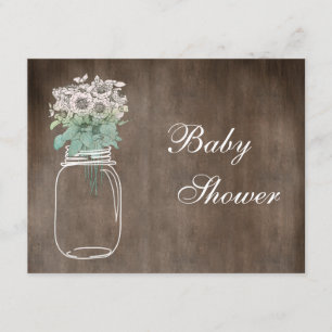 Convite Chá de fraldas Russo de Mason Jar & Wild Flowers