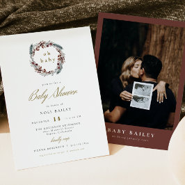 Convite CHÁ DE FRALDAS Russo de Natal NOEL Pine de inverno