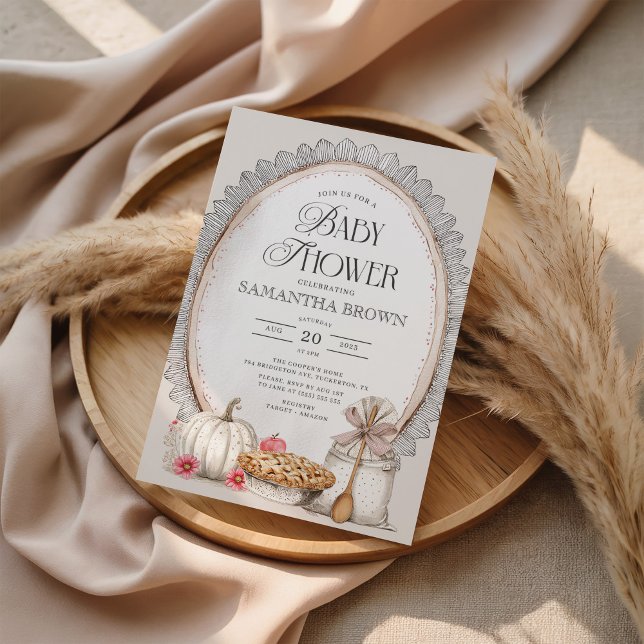 Convite Chá de fraldas Russo de Queda Elegante (Criador carregado)