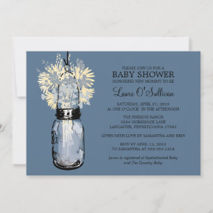 Convite Chá de fraldas Russo Mason Jar Wildflower