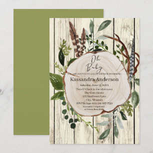Convite Chá de fraldas Rustic Boho Greenery