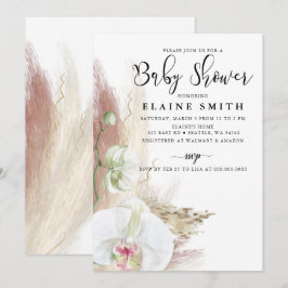 Convite Chá de fraldas Rustic Boho Pampas Grass