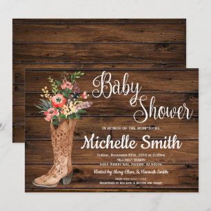 Convite Chá de fraldas Rustic Boot Country Bridal Western