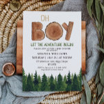 Convite Chá de fraldas Rustic Boy Woodland<br><div class="desc">Menino de madeira bonito e único - "que a aventura comece" - convite para chá de fraldas florestal</div>