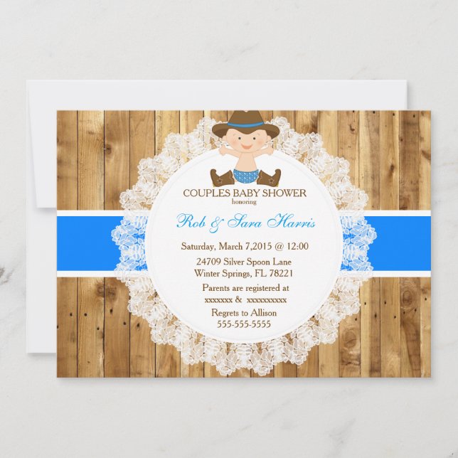 Convite Chá de fraldas Rustic Country Vintage Camo Convide (Frente)