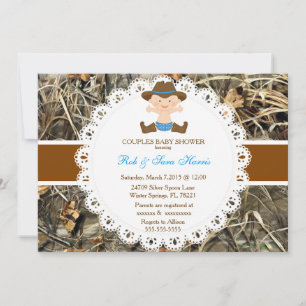 Convite Chá de fraldas Rustic Country Vintage Camo Convide