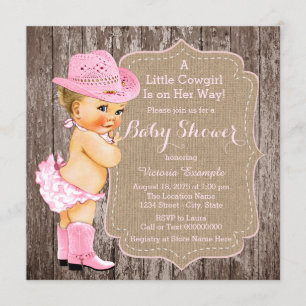 Convite Chá de fraldas Rustic Cowgirl