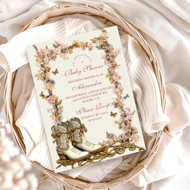 Convite Chá de fraldas Rustic Cowgirl Boots (Criador carregado)