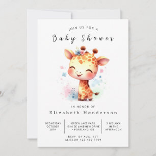 Convite Chá de fraldas Rustic Custom Giraffe