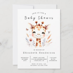 Convite Chá de fraldas Rustic Custom Giraffe