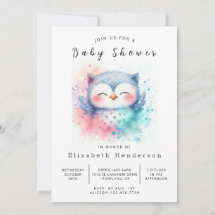 Convite Chá de fraldas Rustic Custom Owl