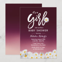 Chá de fraldas Rustic Daisy Flowers Burgundy Red G