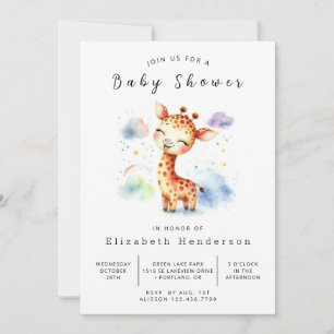 Convite Chá de fraldas Rustic Editable Giraffe