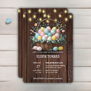 Convite Chá de fraldas Rustic Floral Easter Ovos