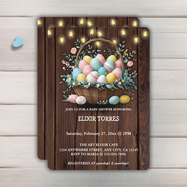 Convite Chá de fraldas Rustic Floral Easter Ovos (Criador carregado)