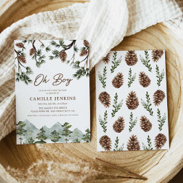 Convite Chá de fraldas Rustic Forest Boy