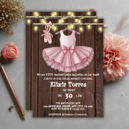 Convite Chá de fraldas Rustic Little Ballerina Tutu Glitte
