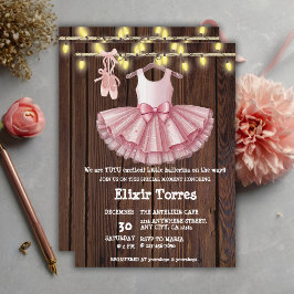 Convite Chá de fraldas Rustic Little Ballerina Tutu Glitte