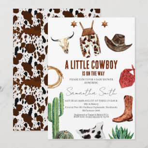 Convite Chá de fraldas Rustic Little Cowboy
