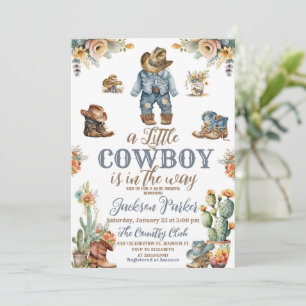 Convite Chá de fraldas Rustic Little Cowdoy Wild West Boy
