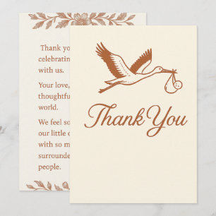 Convite Chá de fraldas Rustic Minimalist Stork