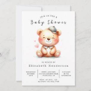 Convite Chá de fraldas Rustic Online Bear
